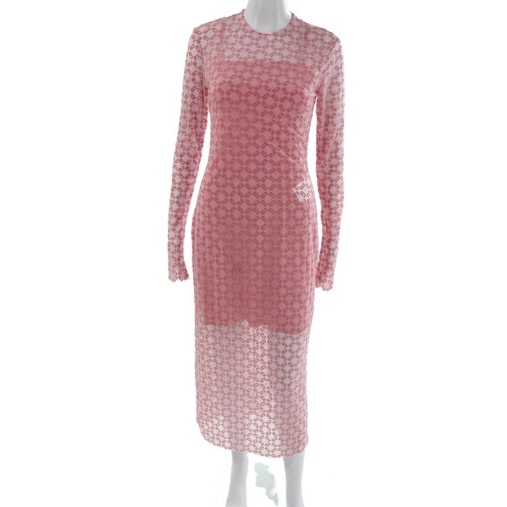 Givenchy Women Bodycon Pink Long Sleeve Crew Neck Geometric Dress Size 38